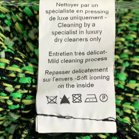 LANVIN 2012 Size 4 Green Black Cotton Blend Boucle Short Sleeve Skirt Set - Picture 8 of 11